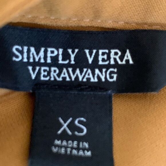Simply Vera Vera Wang Mustard 1/4 Button Down Short Sleeve Blouse Size XS - Picture 5 of 6